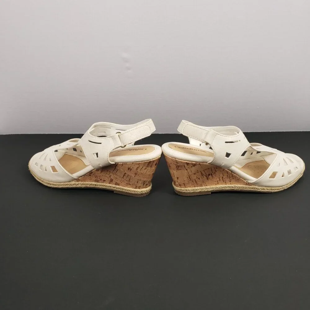 Croft & Barrow Sandals Sz 7 Womens 2.5" Cork Heel Adjustable Shoes Wedge - Picture 5 of 14
